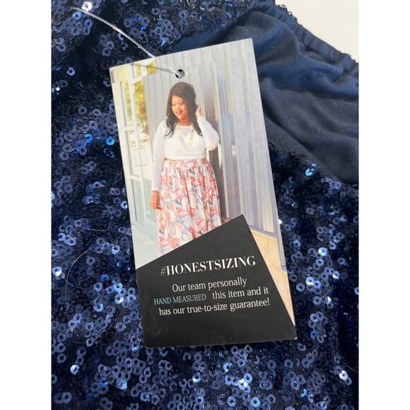 Society Plus Blue Sequin Ball Gown Skirt or Dress Women's Size 18-20 Zip GLAM - Picture 5 of 14